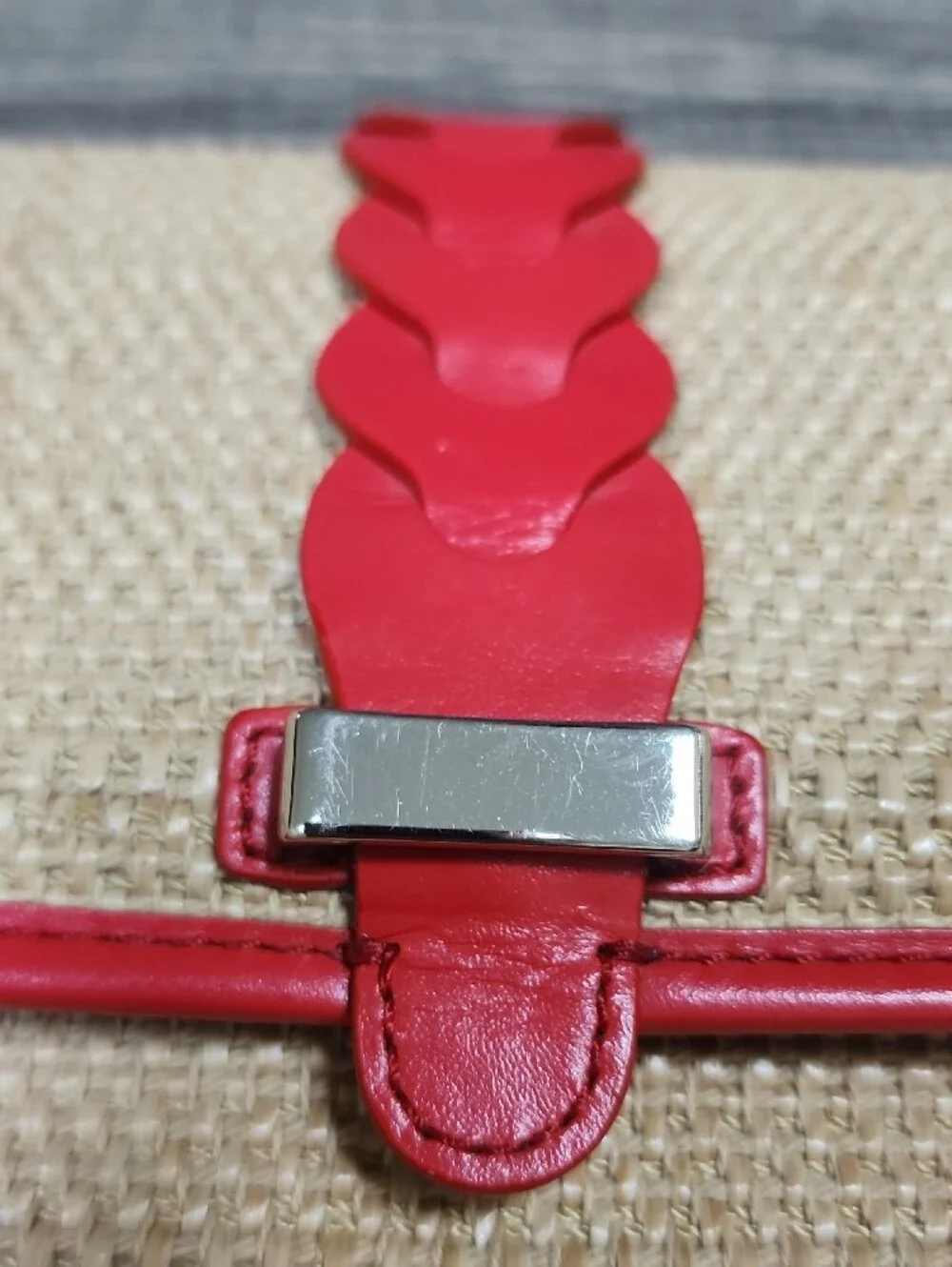 Cole Haan Woven Straw Clutch with Red Trim